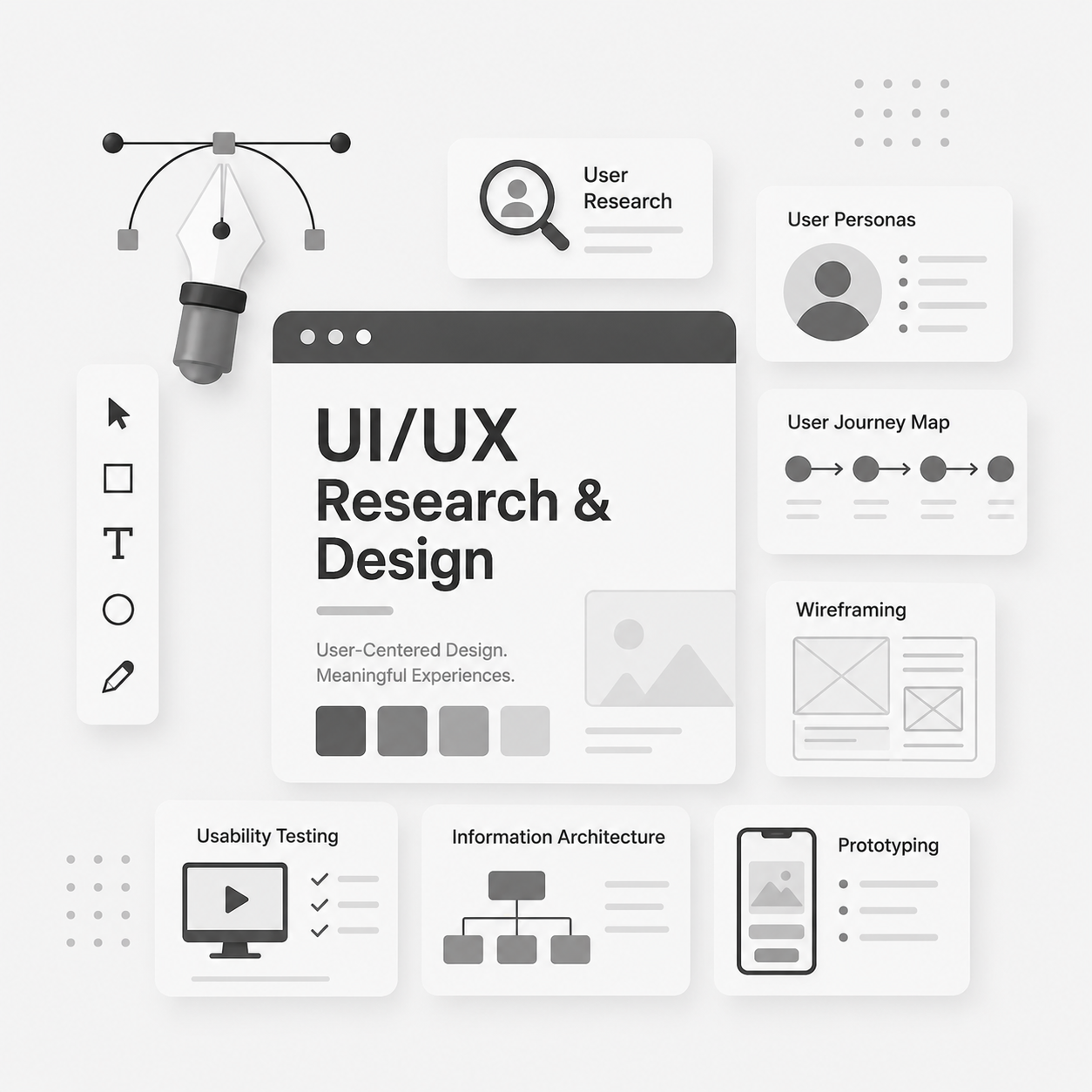 UI/UX Research & Design service illustration